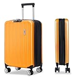ARTREE Maleta de Cabina Plegable 55x35x14-23cm, ABS Ligera con 4 Ruedas Giratorias, Compacta y Fácil de Guardar, Naranja