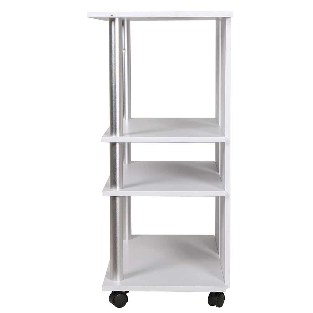 BAKAJI Meuble TV en Bois MDF avec 3 étagères, Porte Console de Jeux DVD et 4 Roues, Meuble Panier pour télévision, Design Moderne, Dimensions 60 x 45 x 80,5 cm, Bras Support Bras (Blanc)