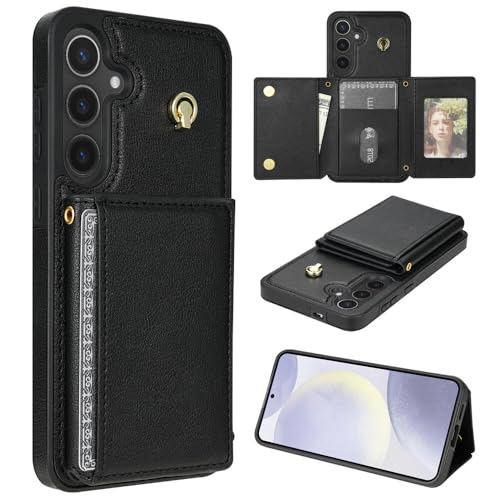 Protéger Samsung S25 écran cassé étui cuir noir portefeuille magnétique