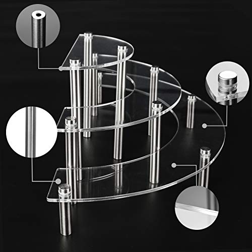 YestBuy 2 Pack Acrylic Risers Display Stand for Pop Figure, 3 Tier Clear Acrylic Cupcake Stand, Half Moon Dessert Stand for Display Or Collections (Advertising Nail) by YestBuy - Image 3