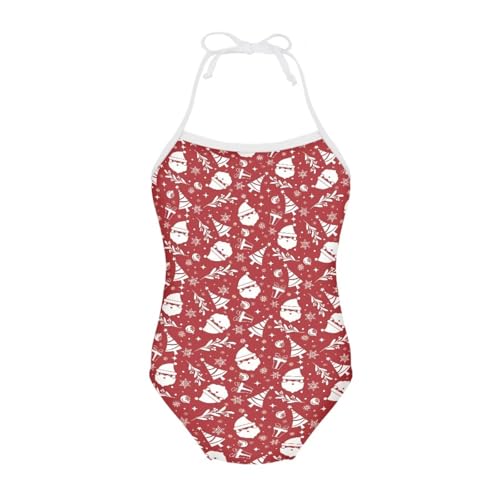 Image of Girls One Pieces Christmas Swimsuit Cute Swimwear Bathing Suits Beach Sport Halter Swimwear Vacation Pool Party Size
