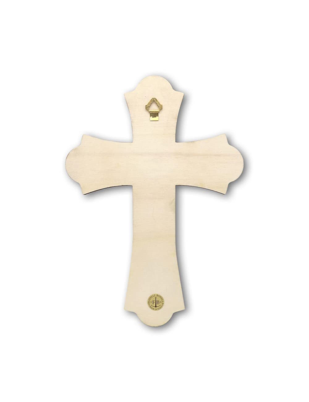 FRATELLI BONELLA - Crocifisso da Parete in Legno di Pioppo Raffigurante La Sacra Famiglia - Crocifisso Vintage 17x24 cm - Crocifisso Legno 100% Made in Italy : Fratelli Bonella