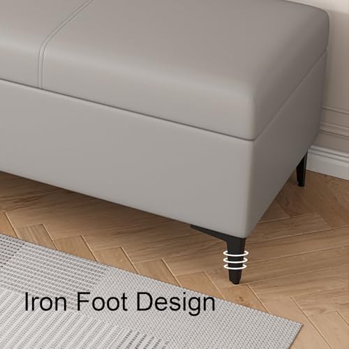 Compartiment caché pour ce coffre pouf cuir de 40 cm