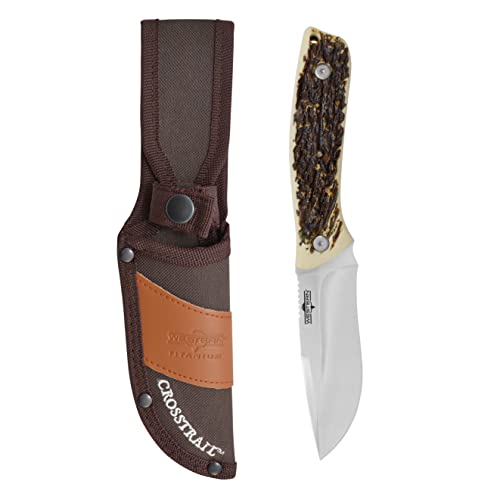 Camillus Western Crosstrail 9" Drop Point Blade Durable Corrosion-Resistant 420 Stainless Steel Hunting Hiking Fishing Camping Full Tang Fixed Blade Knife with Protective Sheath
