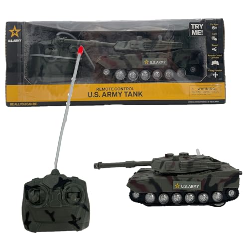 U.S. Army: Remote Control Tank - Green Camo - RC Toy Military Vehicle, Realistic Lights & Sounds, 4-Way Function, Indoor & Outdoor, Licensed, Kids 6+