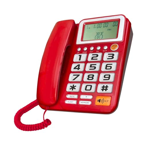 Teléfono fijo de sobremesa con cable e identificador de llamadas entrantes