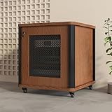 Movable Stereo Storage Cabinet Audio Video Rack Stand with Adjustable Shelves Home DVD AV Component Media Stand Metal Ventilation mesh Rounded Solid Wood Columns(Oak,64.8cm/25.5in)
