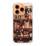 Cozy Bookish Fall Phone Case Compatible with iPhone 17 Pro Max,Autumn Bookshelf Dark Academia Aesthetic Case for Man Women Teen,Unique Soft TPU Bumper Case Cover