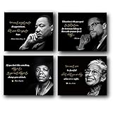 Motivational Wall Art(Set of 4 Powerful Black History Un framed Art Print) Set Includes Martin Luther King, Rosa Parks, Malcolm X, and Maya Angelou -8x10 inch