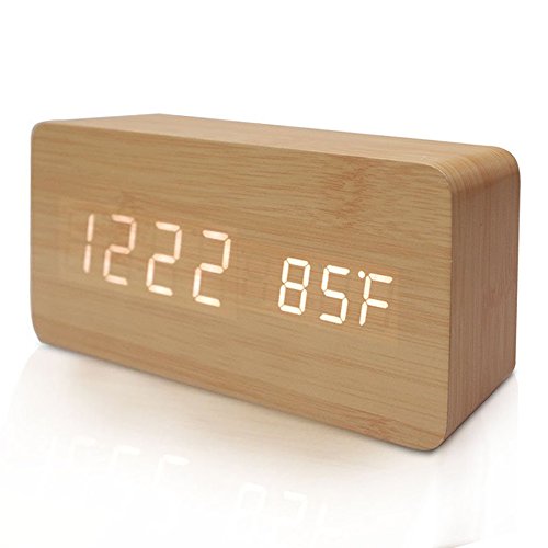 デジタル LED めざまし時計 FIBISONIC 置き時計 alarm clock 多機能 おき型 音声感知 省エネ 温度計 USB給電 ...