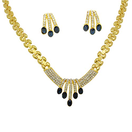 Juego de joyas chapadas en oro amarillo con collar colgante y aretes de mujer
