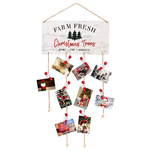 Toekt Christmas Card Holder Farm Fresh Wall Hanging Card Display...