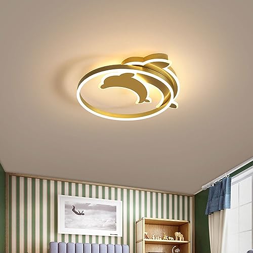 Plafonnier design Golden Dolphin lustre minimaliste chambre et salon - 3