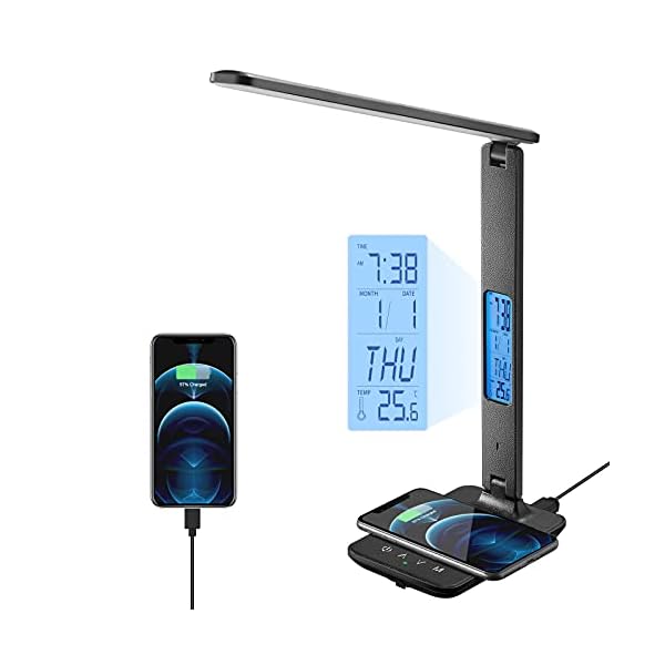 poukaran-Desk-Lamp-LED-Desk-Lamp-with-Wireless-Charger-USB-Charging-Port-Table-Lamp-with-Clock-Alarm-Date-Temperature-Office-Lamp-Desk-Lamps-for-Home-OfficeBlack