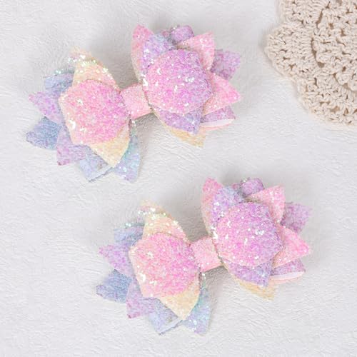 Pinzas para cabello con lazo de brillo multicolor 9.14 cm miniatura 5