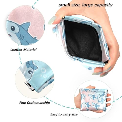 Cartoon Hammerhead Sharks Coin Purse Leather Pouch Change Purse, Squeeze Coin Pouch for Cards, Keys & Lipsticks, Unisex2