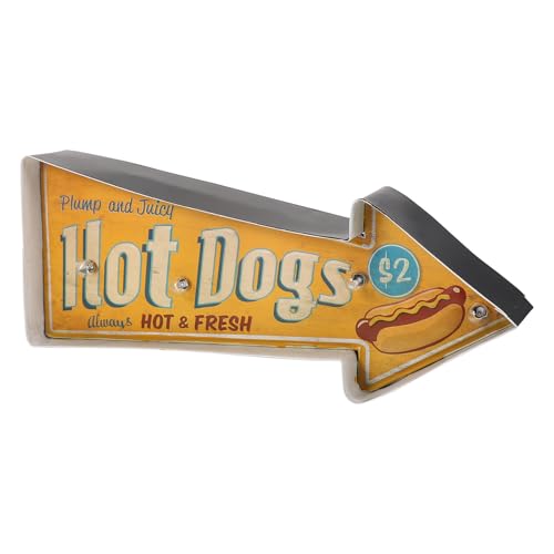 Lampe décorative rétro hot-dog jaune fer panneau lumineux vintage mur restaurant