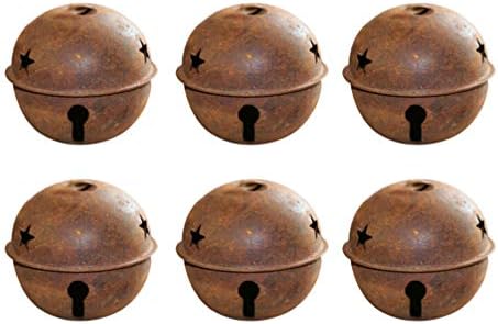 SUPVOX 24pcs Rusty Metal Bells Christmas Jingle Bells with Star Cutouts for Christmas Holiday Craft Decorations (40mm)