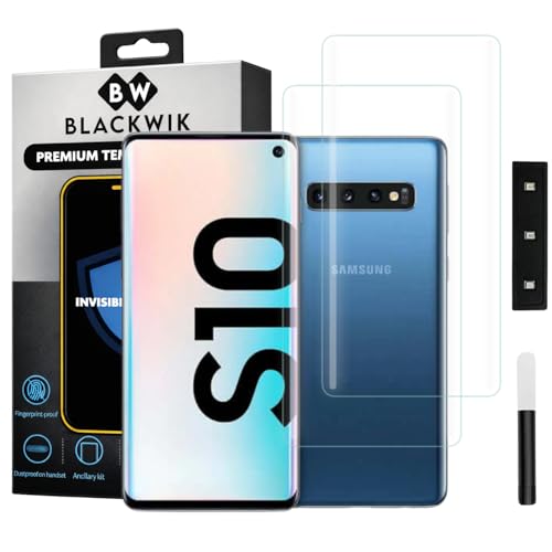 Image of Blackwik Premium Curved UV Tempered Glass For Samsung S10 Cellphone (Transparent, Pack of 2) Advanced Border Less Full Screen Coverage UV Screen Protector Guard With Installation Kit