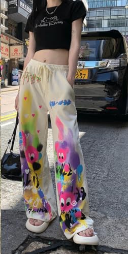 Obenie Y2k Fashion Pants Loose High Waist Graffiti Casual Pants Guard Pants Trend Wide Legged Pants Teens Retro Bottoms4