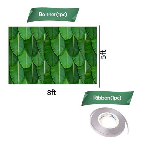 Image of Party Propz Banana Leaf Backdrop Decorations - 1Pc(8ft*5ft) Ganpati Decoration Setup for Home, Varalakshmi Pooja Decoration Items, Krishna Janmashtami Decorations, Haldi Decor, Annaprasana Decor