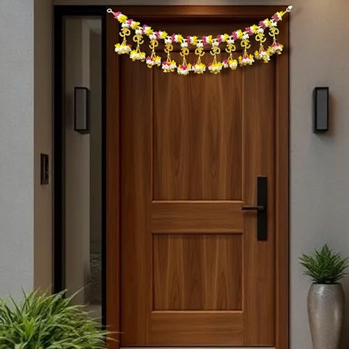 Image of iHandikart Beads Toran for Door Hanging | 40 Inch, toran for Main Door and Entrance, Perfect for Diwali & Home Decoration, Decorative Artificial Floral & OM Hanging Toran for Pooja & Festive Decor