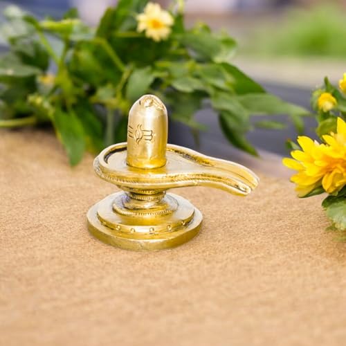 Image of SHANTI Brass Shivling for Home Puja, Shiva Lingam for Temple, Office Desk, Gift & Decor (SL3595)