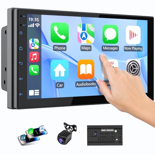 Image of Haudio Double Din Car Radio with Wireless CarPlay & Android Auto, 7 inch HD Touchscreen Car Stereo with Mirror Link, Backup Camera, GPS Navigation, Bluetooth, Voice Control, SWC /FM /AM /RDS (2+32G)