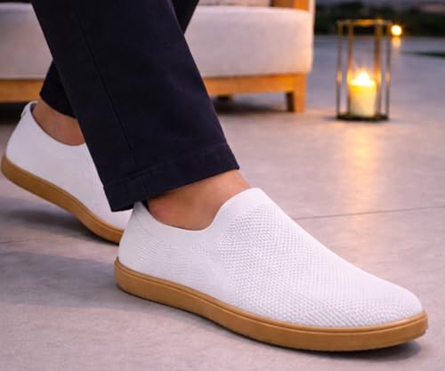 Image of Kraasa Men's Casual Slip-On Loafers | Soft Knitted Upper Breathable Flex Upper | Lightweight Comfort Shoes | TPR Sole
