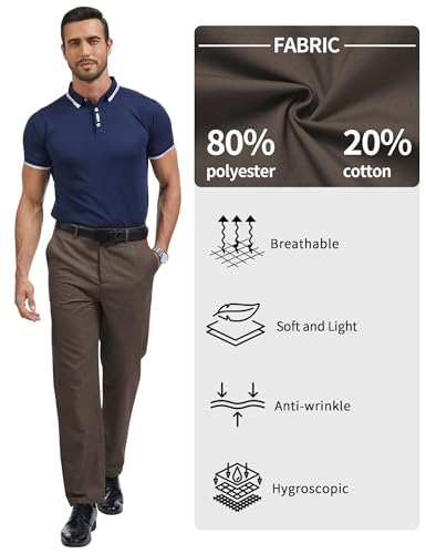 Image of Men's Tall Classic Fit Flex Flat Front Dress Pants Formal Pants for Business & Office