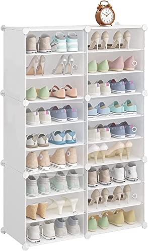 Reviews de Home Depot Zapatera los mejores 10. 49 Solerconm Zapatero con Cubierta,9 Niveles 36 pares de Armario de Almacenamiento de Zapatos, Cajas de Zapatos de Estantes de Plástico para Zapatos, estante expandible, Organizador...