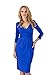 FUTURO FASHION Classic & Elegant Women's Dress V-Neck Cocktail Jersey Office 6801 Royal Blue