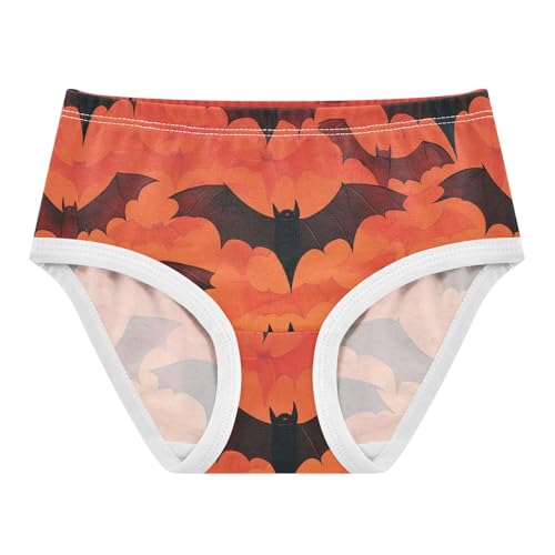 Toddler Underwear Custom 2t Cotton Little Girl Panties Stylish Briefs Underpants Bats Orange Halloween