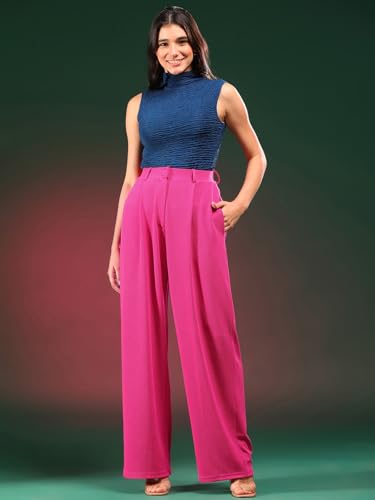 Image of KOTTY Women's High Waist Pleated Wide Leg Trousers