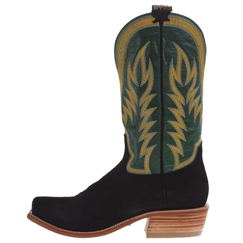 Hyer Mens Culver Black Roughout 13 In Grass Vintage Goat Top Cowboy Boot