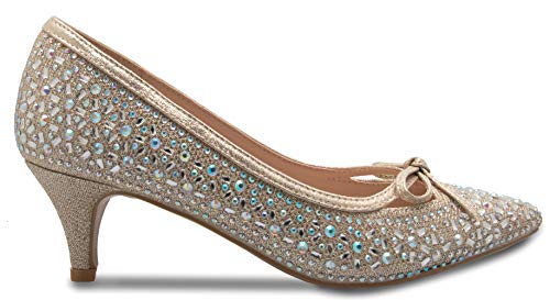 Olivia K Women¡¯s Classic Closed Toe D'Orsay Bow Kitten Heel Pump | Dress, Work, Party Mid Heeled Pumps - Image 3