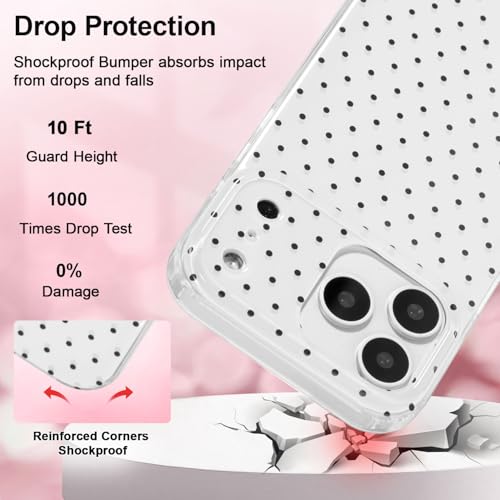 QLTYPRI for iPhone 17 Pro Case, Cute Polka Dot Pattern Aesthetic Phone Case, Raised Camera Protection Durable TPU Slim Shockproof Protective Phone Cover for Girls Women - White - Image 4