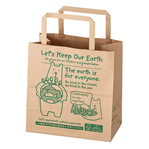 株式会社ヘッズ エコクマペーパーバッグ-4S ナチュラル W180×H190×D100mm ECK-4PS 50枚入