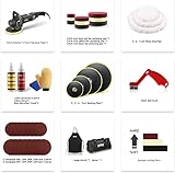 Buffer Polisher, SPTA 7 Inch 180mm Rotary Polisher Car Polisher Electric Polisher RO Polisher & Polishing Pads Set for Auto Buffing and Polishing