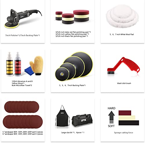image for SPTA Buffer Polisher, 7 Inch 180mm Rotary Polisher Car Polisher Electr