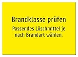 Brandklasse prüfen - Passendes Löschmittel je nach Brandart wählen. – Aluminiumschild A4: 297x210mm – Ohne Grafik, nur Text