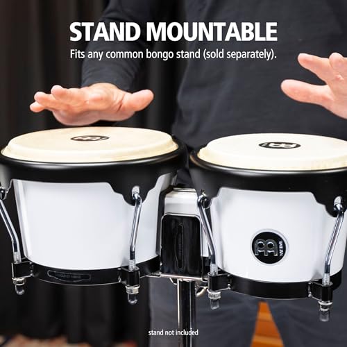 Image of Bongos Hand Drum Set 6.5 inch and 7.5 inch with Synthetic Shells and Tuning Key - NOT MADE IN CHINA - Journey Series, 2-Year Warranty