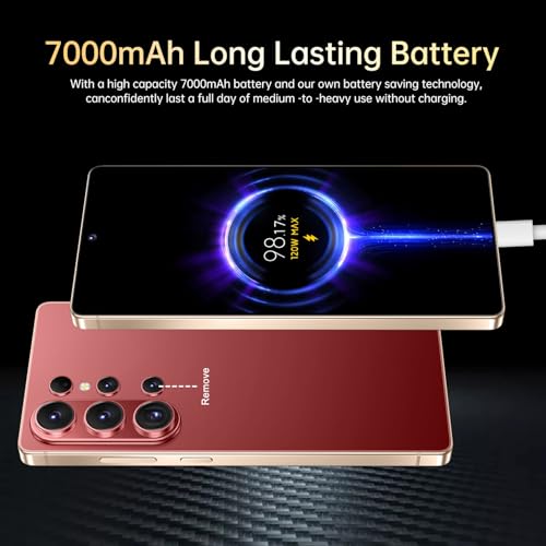 Image of SZV 26 Ultra Unlocked Cell Phone,16+1TB 5G Unlocked Phone, Built in Pen Android 15 Battery 7000mAh 6.99 inch HD Screen Smartphone, Dual SIM /Face ID /Fingerprint Lock /GPS (Wine Red, 16+1TB)