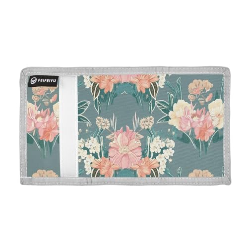 Flowers Elegant Gray - Blue Kids Wallet for Boys Girls Trifold Sport Outdoor Wallets for Children Youth Teen Wallet with Zippered Coin Pockets Card Holders Novelty Wallets with Magic Sticker2