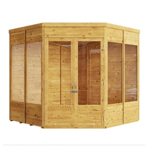 BillyOh Corner Summerhouse Log Cabin 7 x 7 Garden Storage Shed Wooden Summer House Sheds Picton Summerhouses Pressure Treated Available (Spray Treated, 7x7)