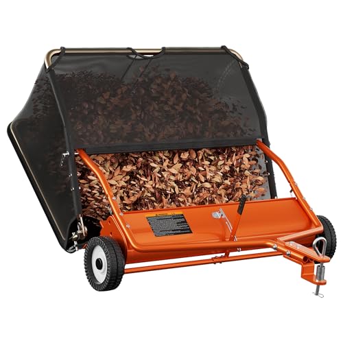 48' Lawn Sweeper Tow Behind - Pull Behind Grass Sweeper with 25.16 cu. ft Large Hopper, Heavy Duty...