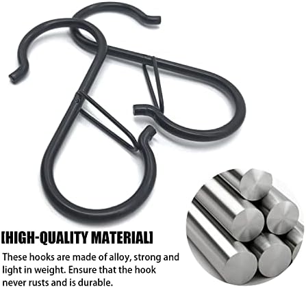 ANOTHEEE 10 Pcs S Hooks, Heavy-Duty S Shaped Hook with Safety Buckle Fixed Securely and Not Slip Off for Hanging Pots and Pans Plants Coffee Cups Pots Bathroom Kitchen Bedroom