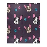 Emelivor Cozy Throw Blanket for Couch - Cute French Bulldog Puppies Super Soft Warm Blanket for Bed