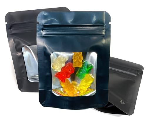 100 Pack Smell Proof Mylar Bags 3.5 x 4.5 x 1 inch Stand Up