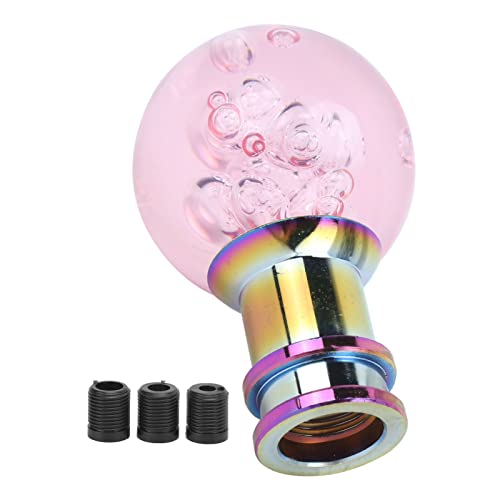 Pommeau de Levier de Vitesse Manuel Manette de Vitesse Bulle de Cristal Rose avec 3 Adaptateurs Filetés Universels